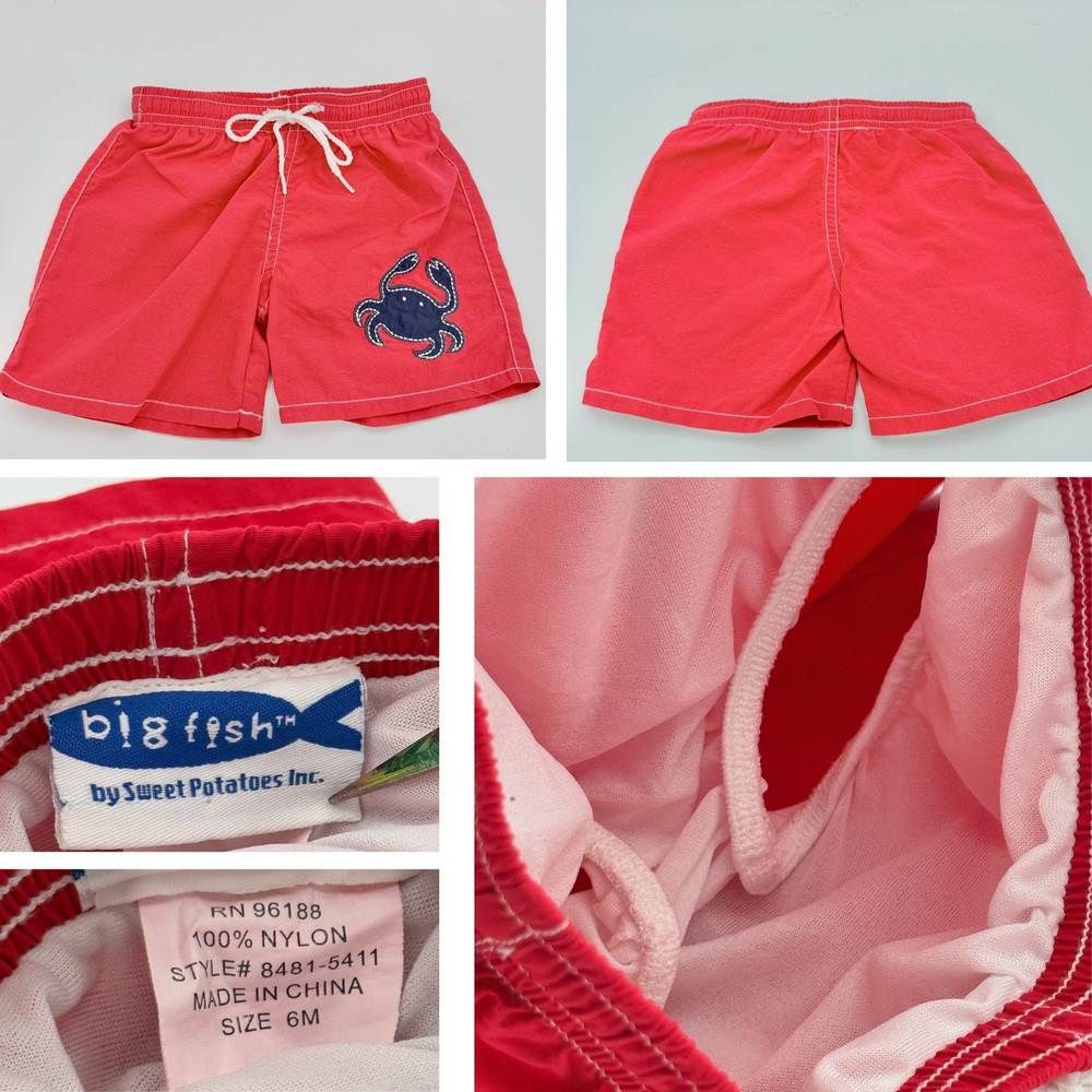 Mudpie Boutique Baby Boy 3 Pair Lot Swim Trunk Shorts 6-12M Shark Crab Alligator - Picture 8 of 9